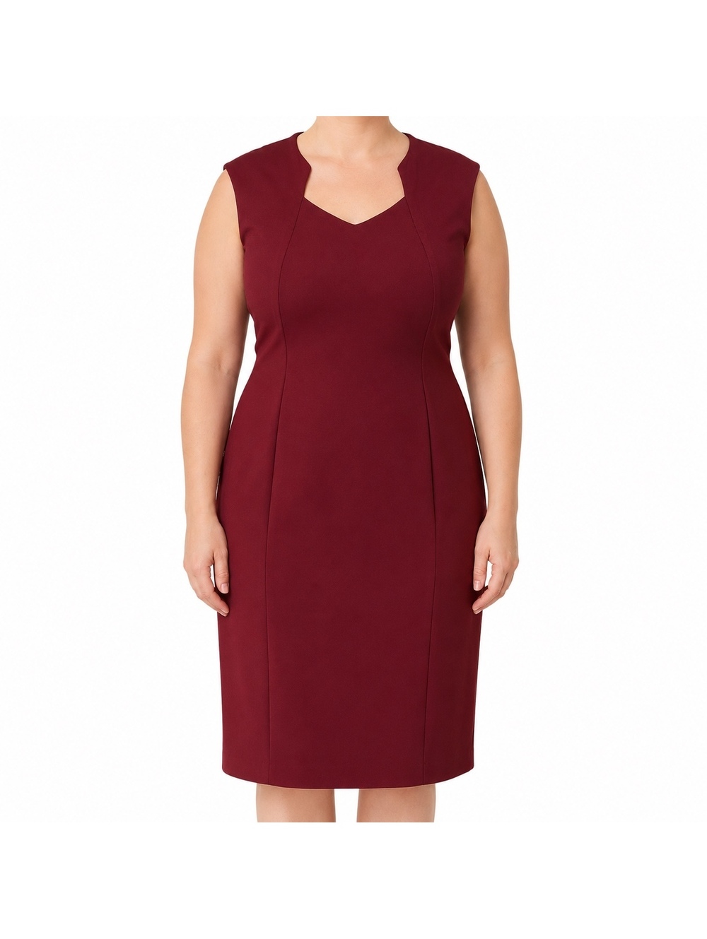 Connected Apparel Women’s Size 14 Burgundy Sheath Cocktail Dress Sleeveless - Picture 2 of 4